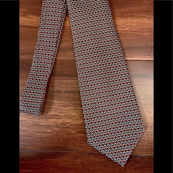 RENE CHAGAL 100% Silk Geometric Print Foulard Handmade Necktie - Picture 6 of 10